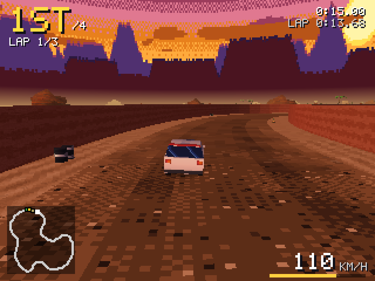 Red canyon track at sunset
