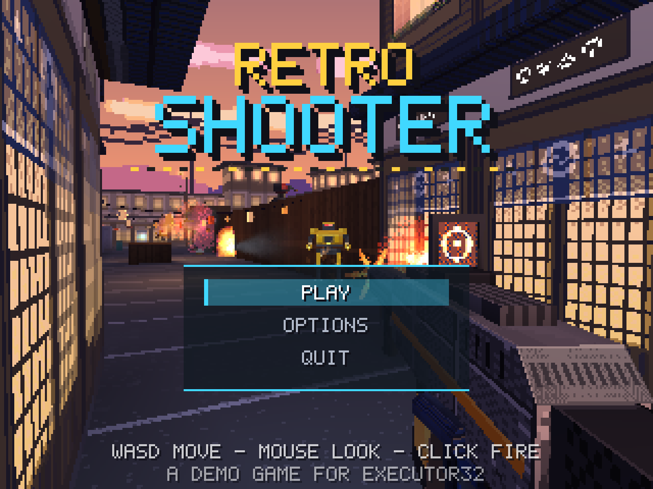 Title screen with the main menu