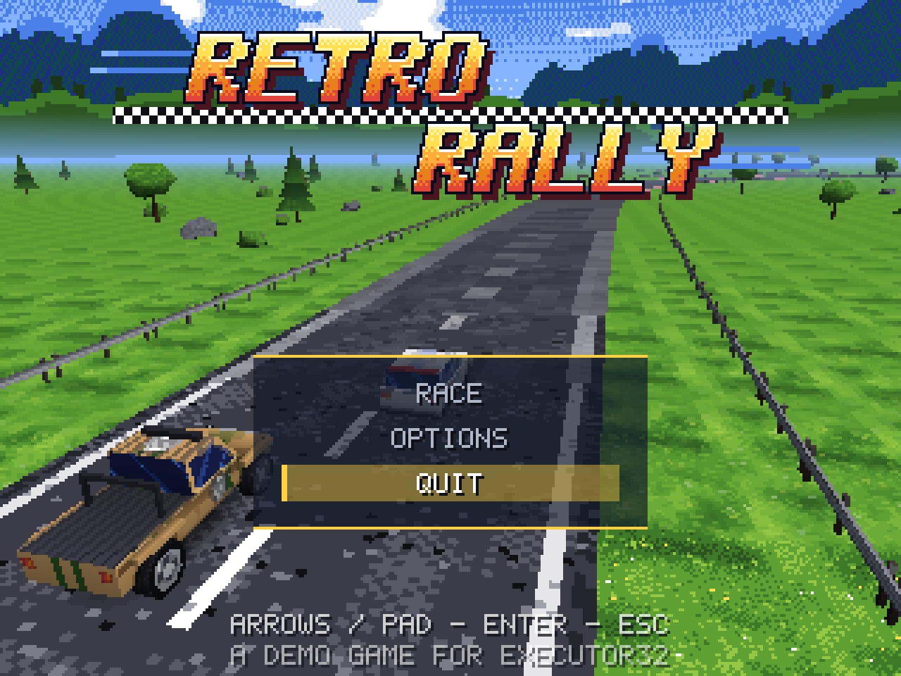 Title screen with the main menu