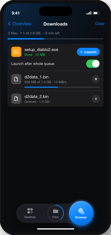 Browser downloads