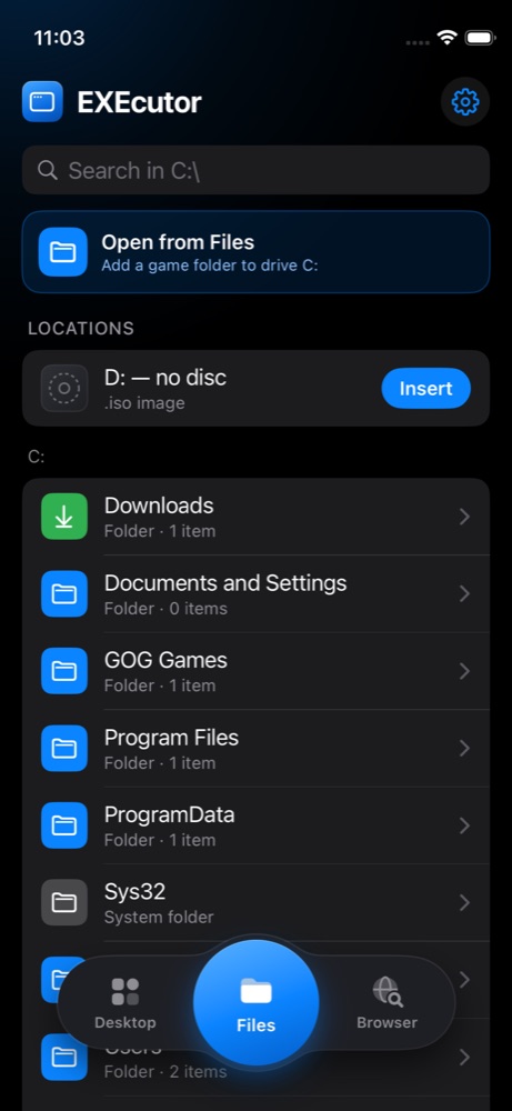 Files tab